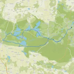 Trasy rowerowe wokół stawów milickich. Mapa pokazuje sieć dróg i ścieżek rowerowych w malowniczym krajobrazie Doliny Baryczy.