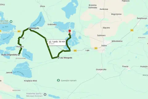 Trasa rowerowa przez malowniczą Dolinę Baryczy, prowadząca przez Niezgodę, Hucisko i Jaz Niezgoda.