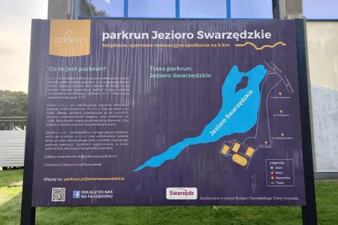 Mapa trasy parkrun Jezioro Swarzędzkie. Bezpłatne spotkania sportowo-rekreacyjne na 5 km.