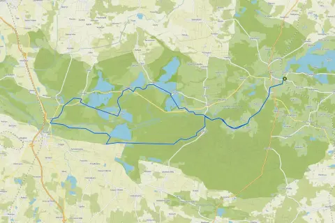 Trasy rowerowe wokół stawów milickich. Mapa pokazuje sieć dróg i ścieżek rowerowych w malowniczym krajobrazie Doliny Baryczy.