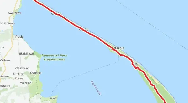 Trasa rowerowa EuroVelo Polska wzdłuż Półwyspu Helskiego, od Władysławowa po Hel.