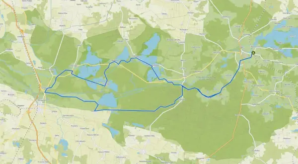 Trasy rowerowe wokół stawów milickich. Mapa pokazuje sieć dróg i ścieżek rowerowych w malowniczym krajobrazie Doliny Baryczy.