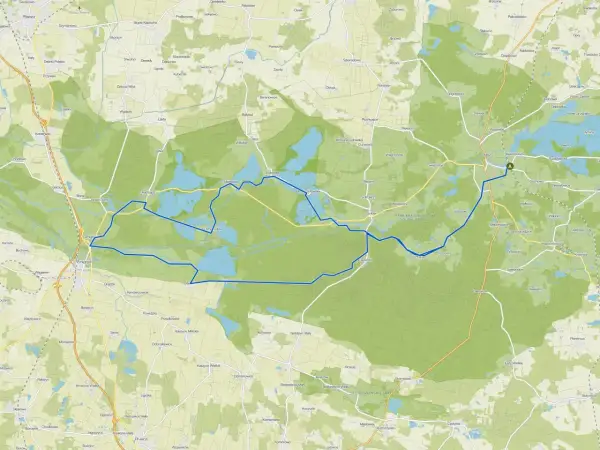 Trasy rowerowe wokół stawów milickich. Mapa pokazuje sieć dróg i ścieżek rowerowych w malowniczym krajobrazie Doliny Baryczy.